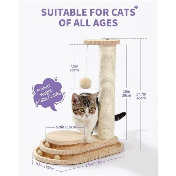 Cat Scratching Post Cat Scratcher Toy Wooden Two-Layer Cat Turntable - Picture 6 of 7